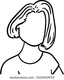 girl with short hair in a t-shirt doodle linear cartoon coloring