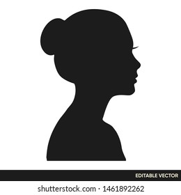 girl short hair vector silhouette icon  