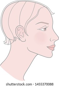 Girl with a short haircut and a beautiful skull. Template. Vector image