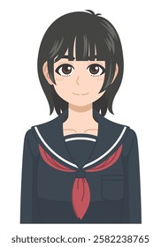 A girl in a short-cut winter clothes sailor suit smiling