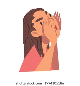 Girl Shouting Expressing her Protest, Person Expressing Disagreement or Disapproval Emotions Cartoon Vector Illustration
