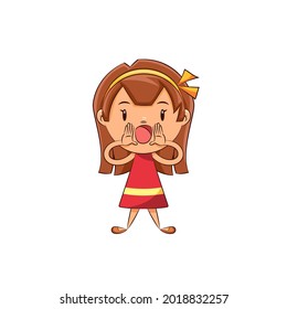 Girl shouting gesture, cute child