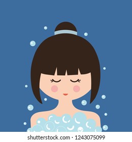 Girl in shower with bubbles