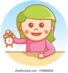 Girl showing clock
