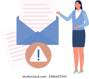 Girl is showing error in document in email.