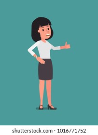 The girl shows a gesture of approval. Vector illustration. Suitable for animation (individual segments)