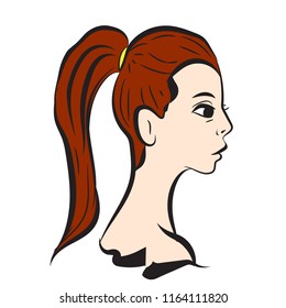 Girl side face vector art style.