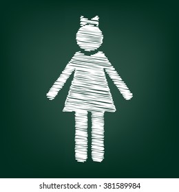 Girl sign. Flat style icon with chalk effect