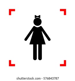 Girl sign illustration. Black icon in focus corners on white background. Isolated.