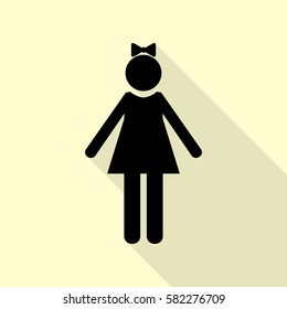 Girl sign illustration. Flat style black icon on white.