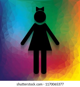 Girl sign illustration. Vector. Flat style black icon on white.