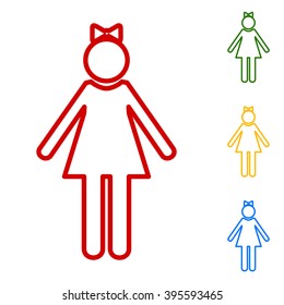 Girl sign. Set of line icons