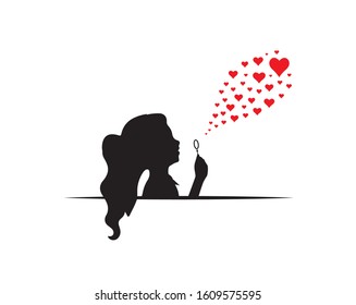 262 Female silhouette blows hearts Images, Stock Photos & Vectors ...