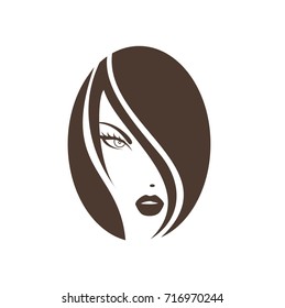 Girl silhouette coffee bean. Logo coffee. Vector illustration.