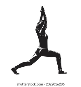 Girl silhouette doing exercise yoga. Vector illustration