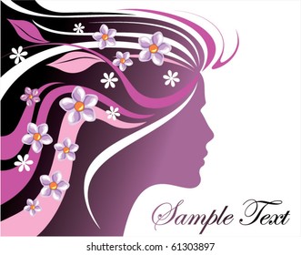 Girl silhouette and flower