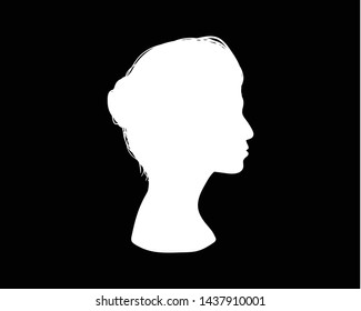 girl silhouette head vector flat black doodle
