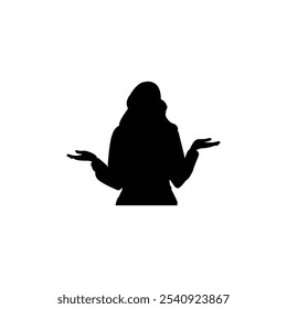 Girl silhouette isolated on white background. Girl in hijaab.