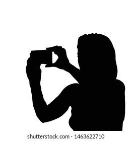 girl silhouette with mobile phone art illustration
