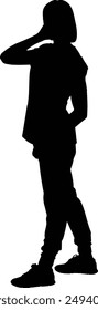 Girl Silhouette on vector illustration. Woman fashion vector. Girl icon, vector, logo, Female Silhouette design black in white background. 