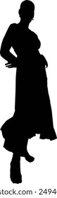 Girl Silhouette on vector illustration. Woman fashion vector. Girl icon, vector, logo, Female Silhouette design black in white background. 