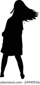 Girl Silhouette on vector illustration. Woman fashion vector. Girl icon, vector, logo, Female Silhouette design black in white background. 