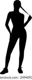Girl Silhouette on vector illustration. Woman fashion vector. Girl icon, vector, logo, Female Silhouette design black in white background. 