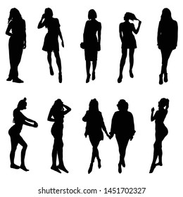 Girl Silhouette Posing Set Three On Stock Vector (Royalty Free ...