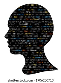 Girl silhouette, source code, Artificial Intelligence