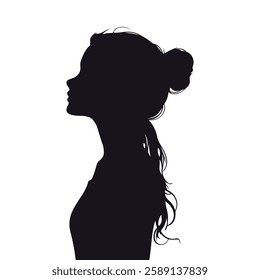 Girl silhouette vector illustration with isolated background