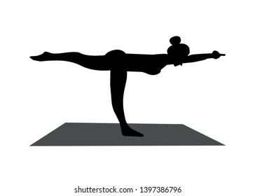 girl silhouette in yoga pose. vector illustration isolated on white background