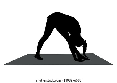 girl silhouette in yoga pose. vector illustration isolated on white background