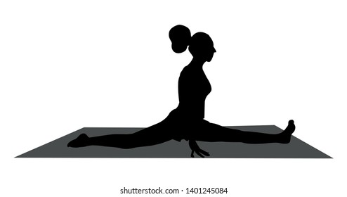 girl silhouette in yoga pose. vector illustration isolated on white background