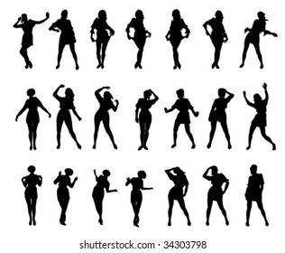 Girl Silhouettes Animated Set Stock Vector (Royalty Free) 34303798