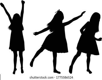 Girl silhouettes on a white background.