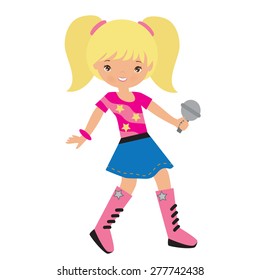 Girl singer vector illustration