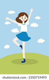 Girl singing and Dancing in the meadow 2