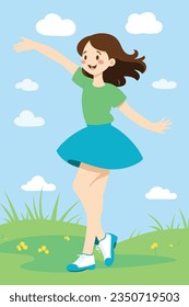Girl singing and Dancing in the meadow 5