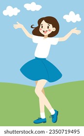 Girl singing and Dancing in the meadow 7