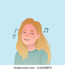 Girl Singing Expression Cute Cartoon Illustration
