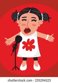 girl singing into a microphone