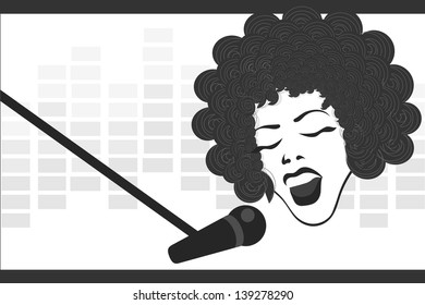 girl singing to the microphone