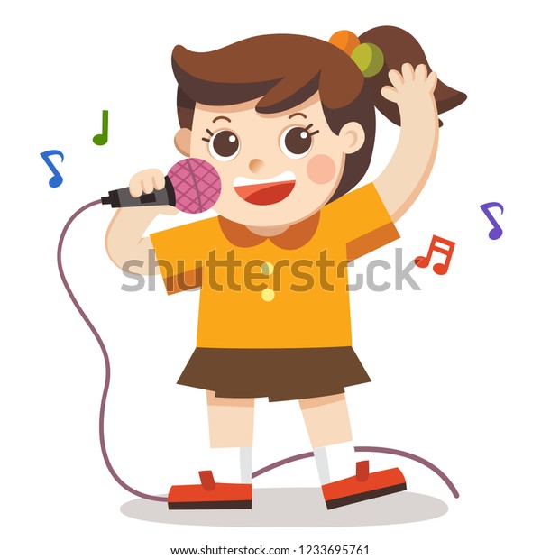 Girl Singing Microphone On White Background Stock Vector (Royalty Free ...