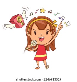 Girl singing microphone singer karaoke concept