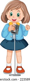 Girl singing with microphone vector illustration