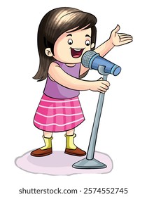 Girl singing song vector illustration