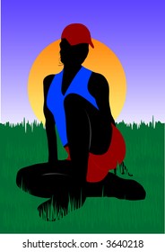 girl siting on grass