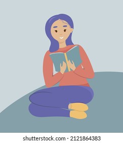 A girl sits and reads a book. illustration can be used for educational designs, online learning, freelancing, work or your other designs