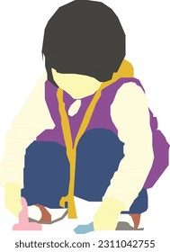 Girl Sitting 4 Vector Illustration
