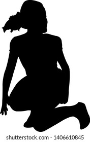 a girl sitting body silhouette vector